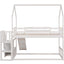 Twin over Twin House Bunk Bed with Convertible Slide,Storage Staircase,White - Korvel
