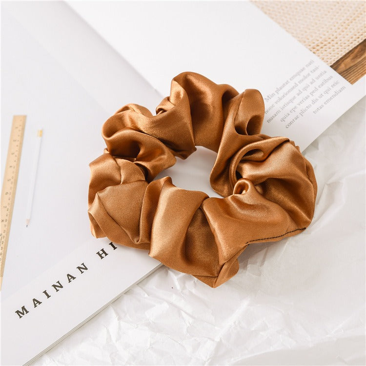 Women Silk Scrunchie Elastic Handmade Multicolor Hair Band Ponytail Holder Headband Hair Accessories 1PC Satin Silk Solid Colo - Korvel