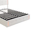 Queen Size Upholstered Bed with LED Lights Hydraulic Storage System and USB Charging Station White - Korvel