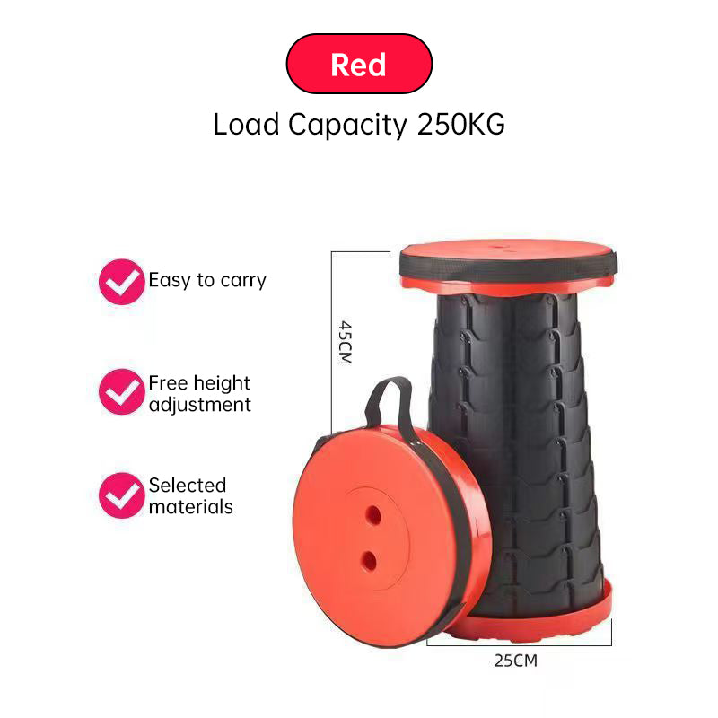 400lbs Capacity Heavy - Duty Folding Stool. Collapsible, Telescoping, Portable. Ideal for Camping & Fishing. - Korvel