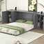 Queen Size Murphy Bed with Shelves, Cabinets and USB Ports,Gray - Korvel