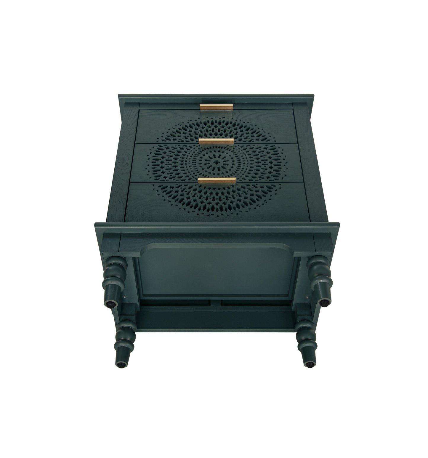 Commode de rangement à 3 tiroirs en bois creusé