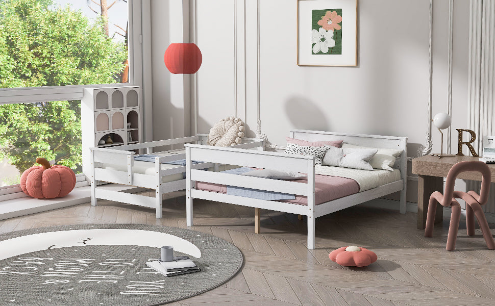 Wood Twin over Full Bunk Bed with Ladder White - Korvel