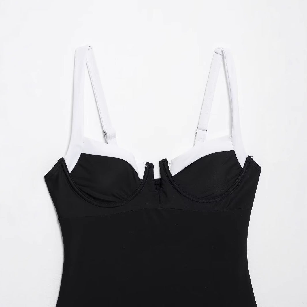 High fork V-neck vacation hot girl one-piece swimsuit female - Korvel
