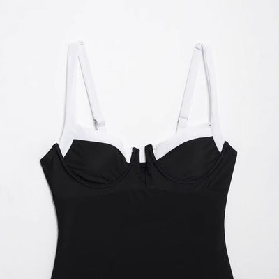 High fork V-neck vacation hot girl one-piece swimsuit female - Korvel