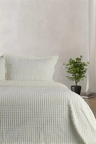 Merinos Modern Line 3 Piece Double Blanket Set - Bone