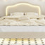 Full Size Velvet Upholstered Smart LED Bed Frame with Adjustable Height Headboard,No Box Spring Needed,Easy Assembly,Beige - Korvel