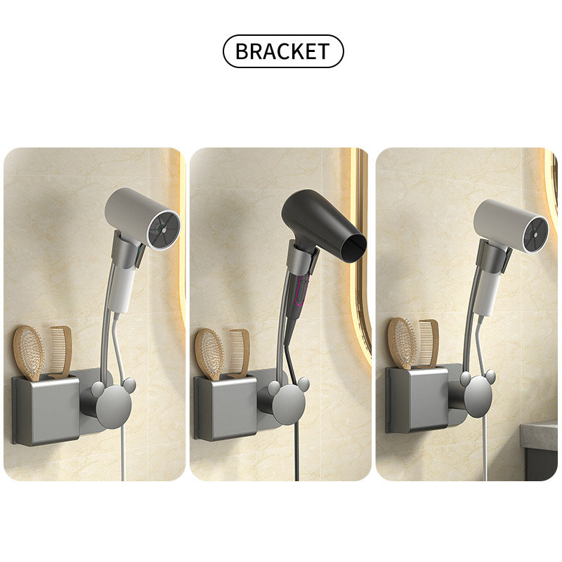 Punch-Free Wall-Mounted Hair Dryer Rack
