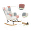 Rocking Chair with ottoman, Mid Century Fabric Rocker Chair with Wood Legs and Patchwork Linen for Livingroom Bedroom - Korvel