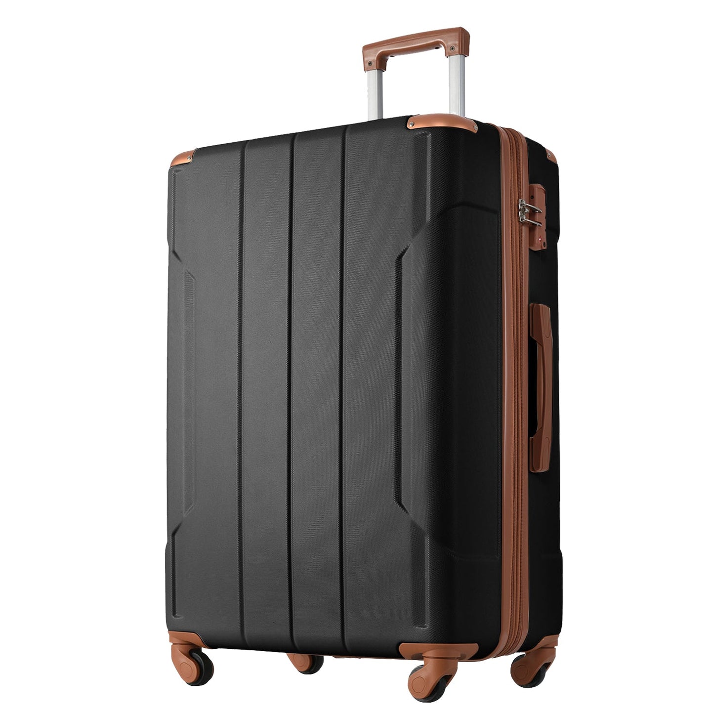 Hardshell Luggage Spinner Suitcase with TSA Lock Lightweight Expandable 24'' (Single Luggage) Black Brown + ABS + 24 Inch - Korvel