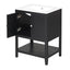 Meuble de salle de bain moderne noir de 24" avec évier en céramique élégant