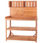 65" Large Wooden Farmhouse Rustic Outdoor Potting Bench Table Garden Potting Bench with 4 Storage Shelves and Side Hook,Natural - Korvel