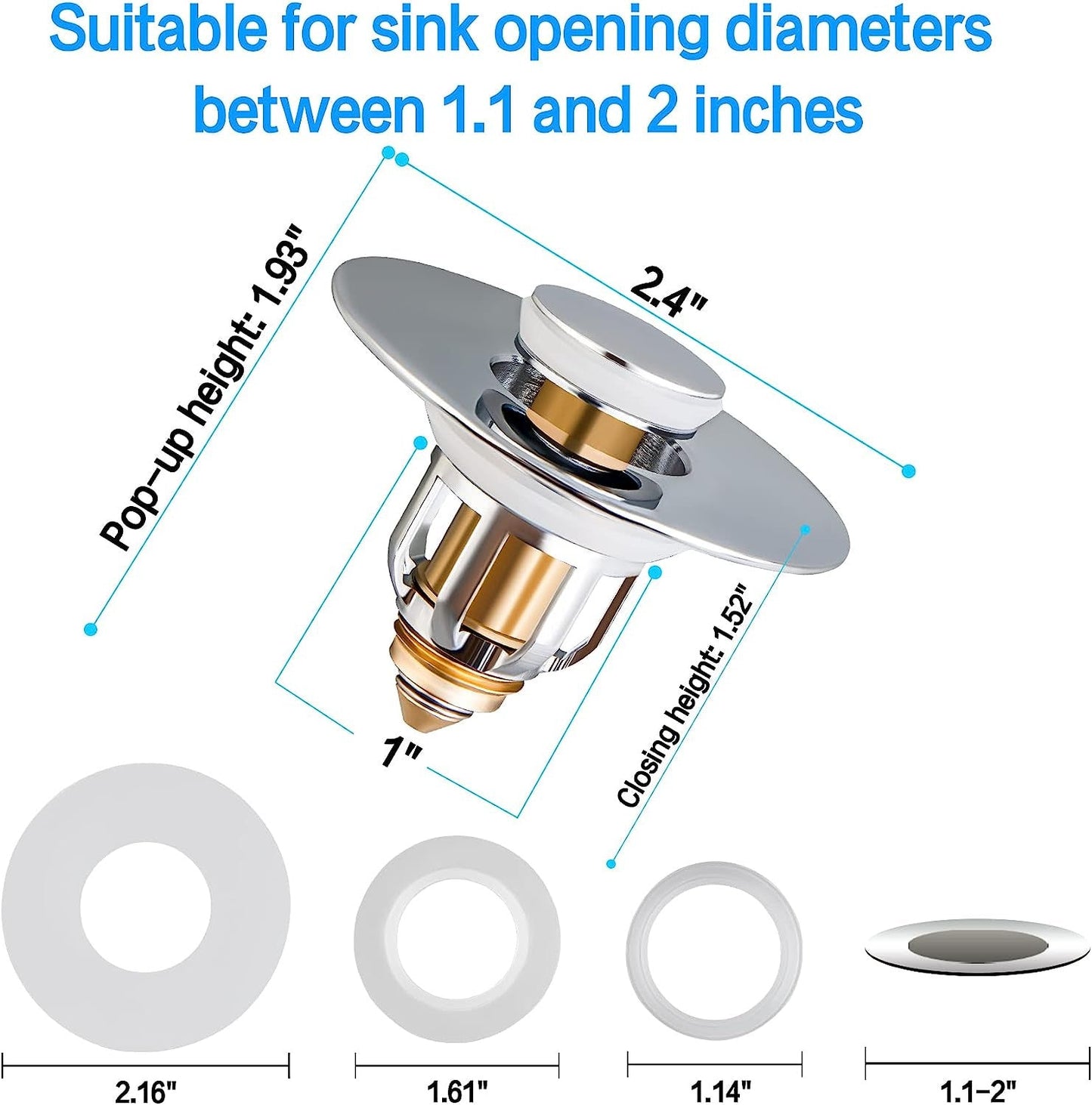 Premium Brass Bathtub Sink Plug and Drain Strainer