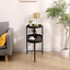 2-Tier Black Side Table with Storage Sofa Table for Living Room Metal Frame & Wooden Desk End Table - Korvel