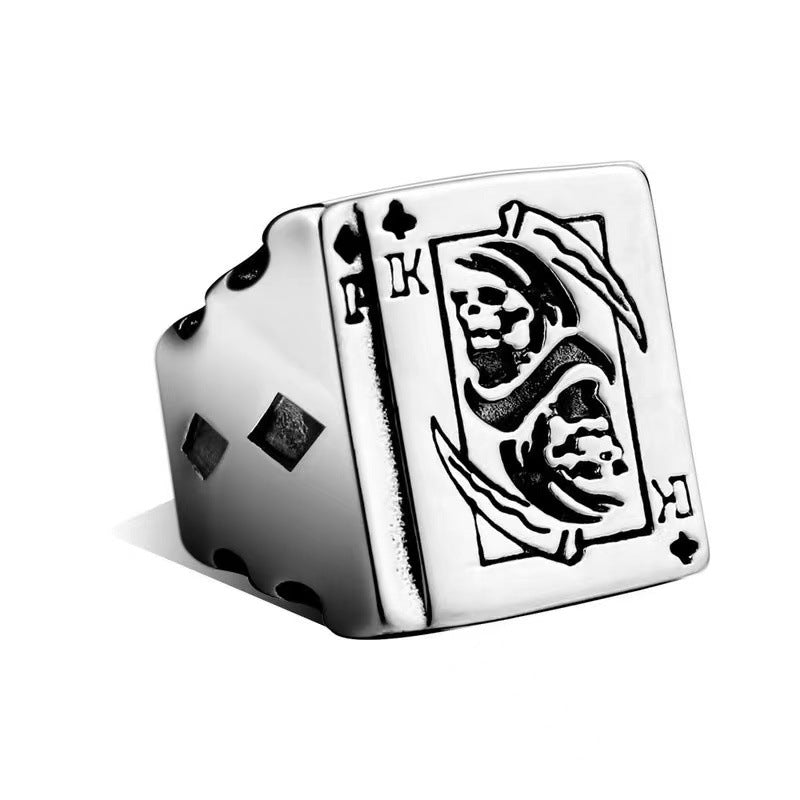 Anillo de Cartas de Póker de Acero de Titanio Retro - Diseño Unisex