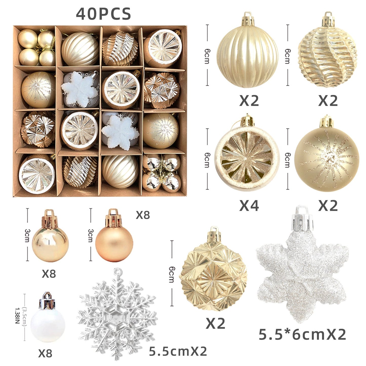 Christmas decoration 6cm electroplated ball plastic ball special-shaped painted Christmas ball gift Christmas tree pendant - Korvel