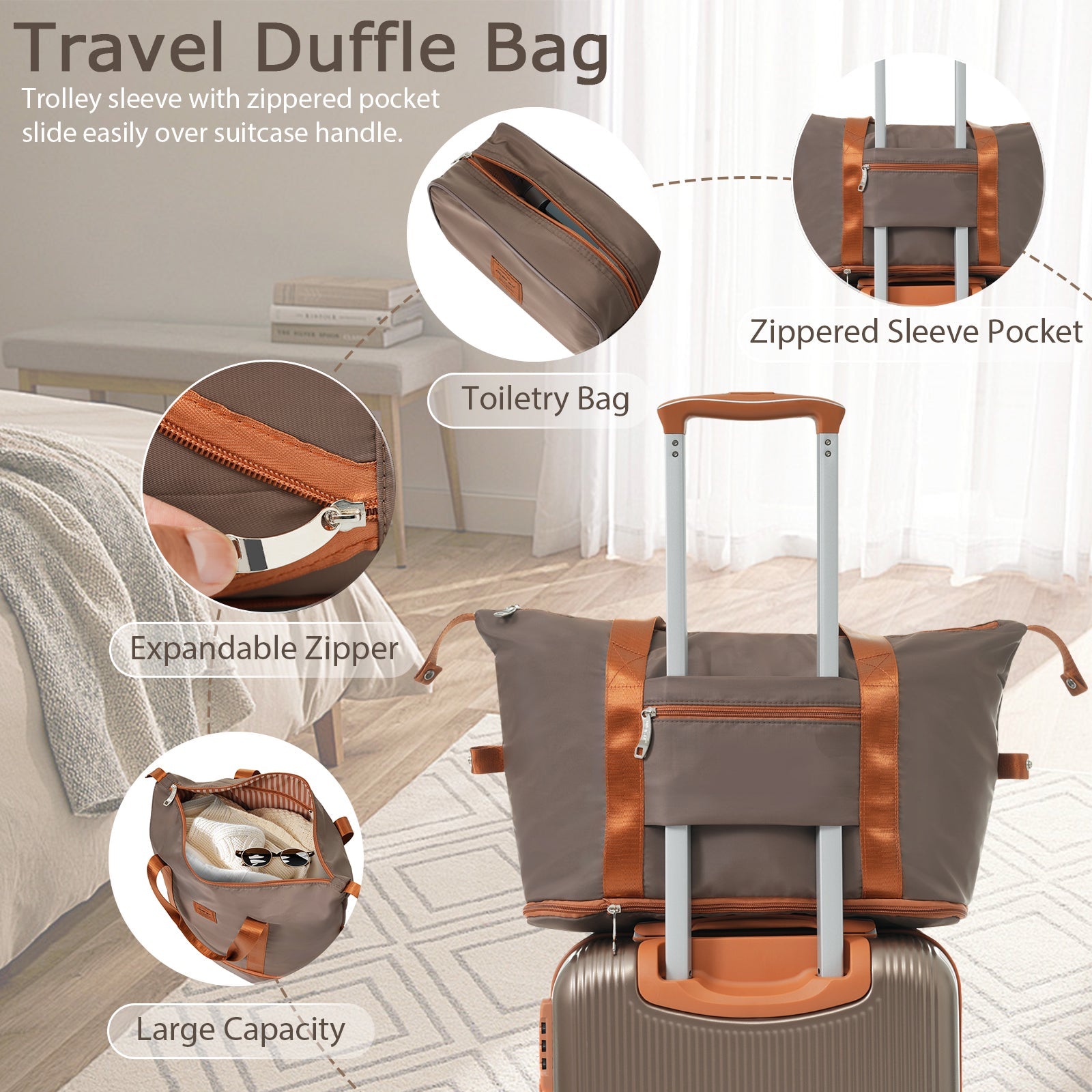 Hardshell Luggage Sets 3 Piece Carry-on Suitcase Double Spinner Wheels with TSA Lock for Men Women, Coppery (20in) - Korvel