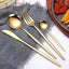 Portuguese Stainless Steel Knife Fork Spoon Golden Steak Knife Fork Set Four-Piece Tableware Set - Korvel