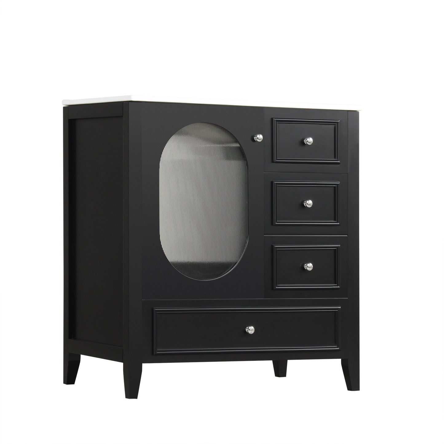 Meuble de salle de bain noir de 30" avec évier et rangement