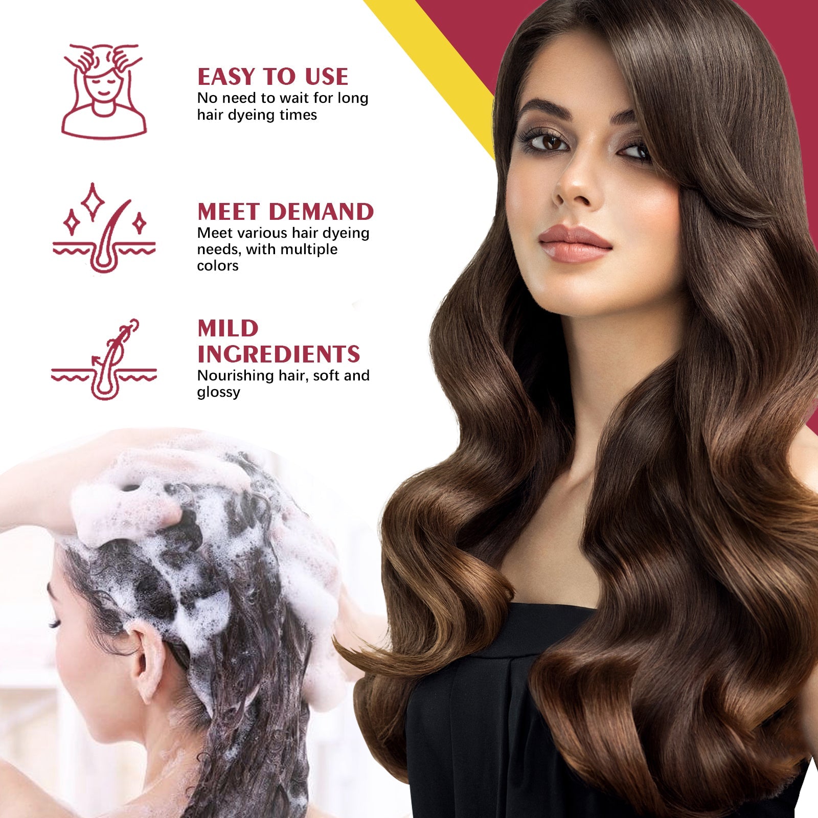 Black Hair Shampoo Series, Gentle, Non-Irritating And Moisturizing Scalp Easily Changing Color Hair Shampoo - Korvel