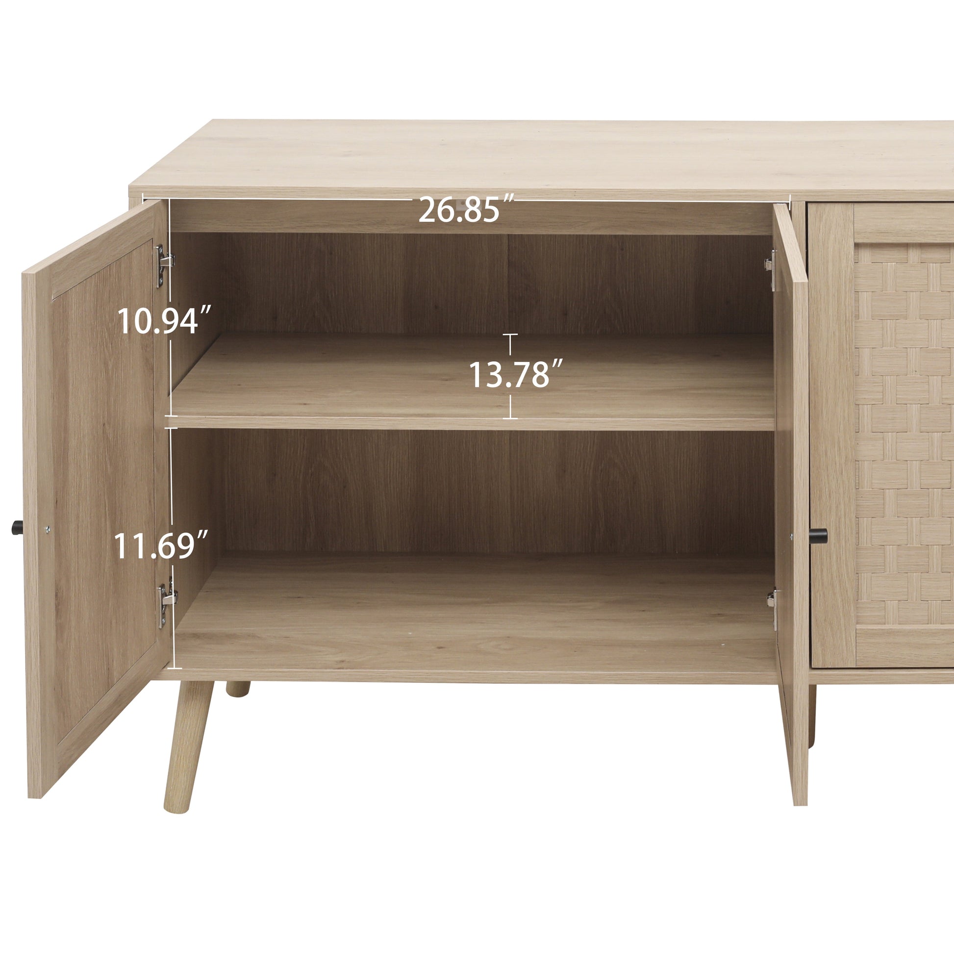4 Door Accent Cabinet Sideboard Buffet Storage Cabinet with Adjustable Shelf for Entryway Living Room Bedroom - Korvel