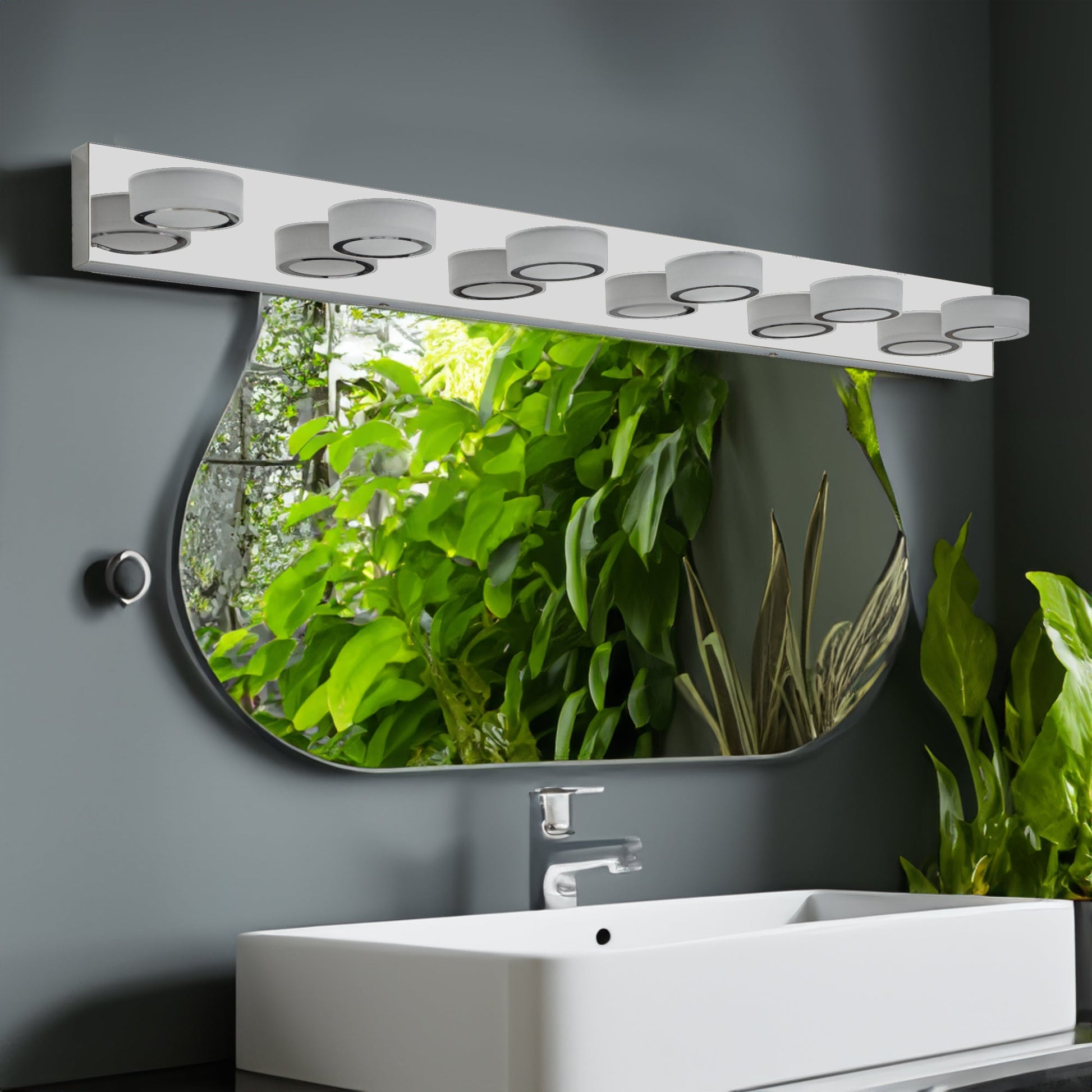 LED Modern Chrome 6-Light Vanity Lights Fixtures Over Mirror Bath Wall Lighting - Korvel