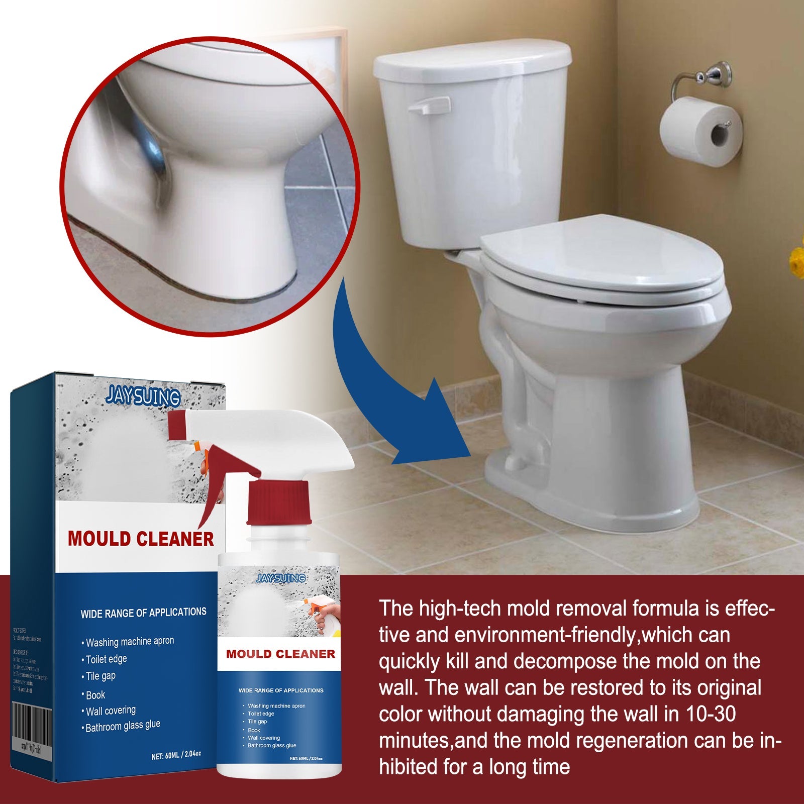 Mold Remover Spray, Ceiling Bathroom Tile Wall Multi-Effect Cleaning Decontamination And Mildew Removal Spray - Korvel