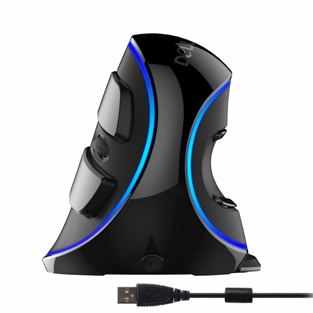 Delux M618 PLUS Ergonomics Vertical Gaming Mouse 6 Buttons 4000 DPI RGB Wired/Wireless Right Hand Mice For PC Laptop Computer - Korvel