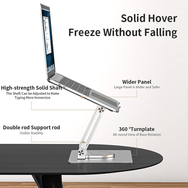 Office Aluminum Notebook Bracket Computer Cooling Bracket Double Pole Folding 360 Degree Stepless Rotation - Korvel