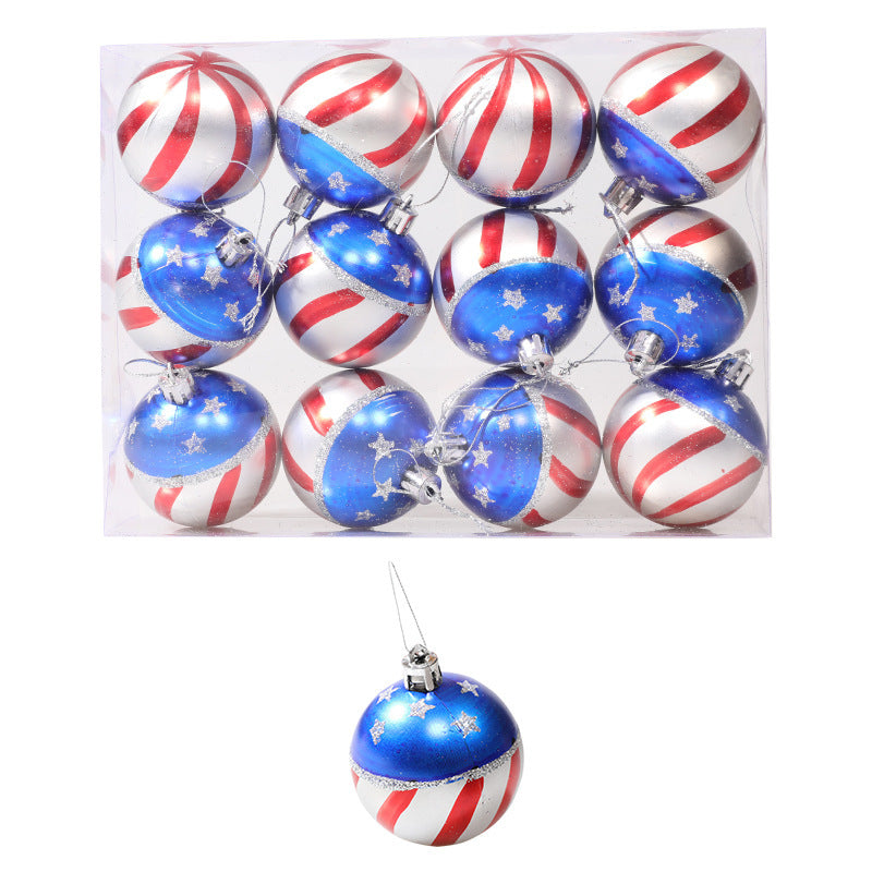 American Independence Day decoration props American style painted balls hand-painted Christmas balls Christmas tree decorations - Korvel