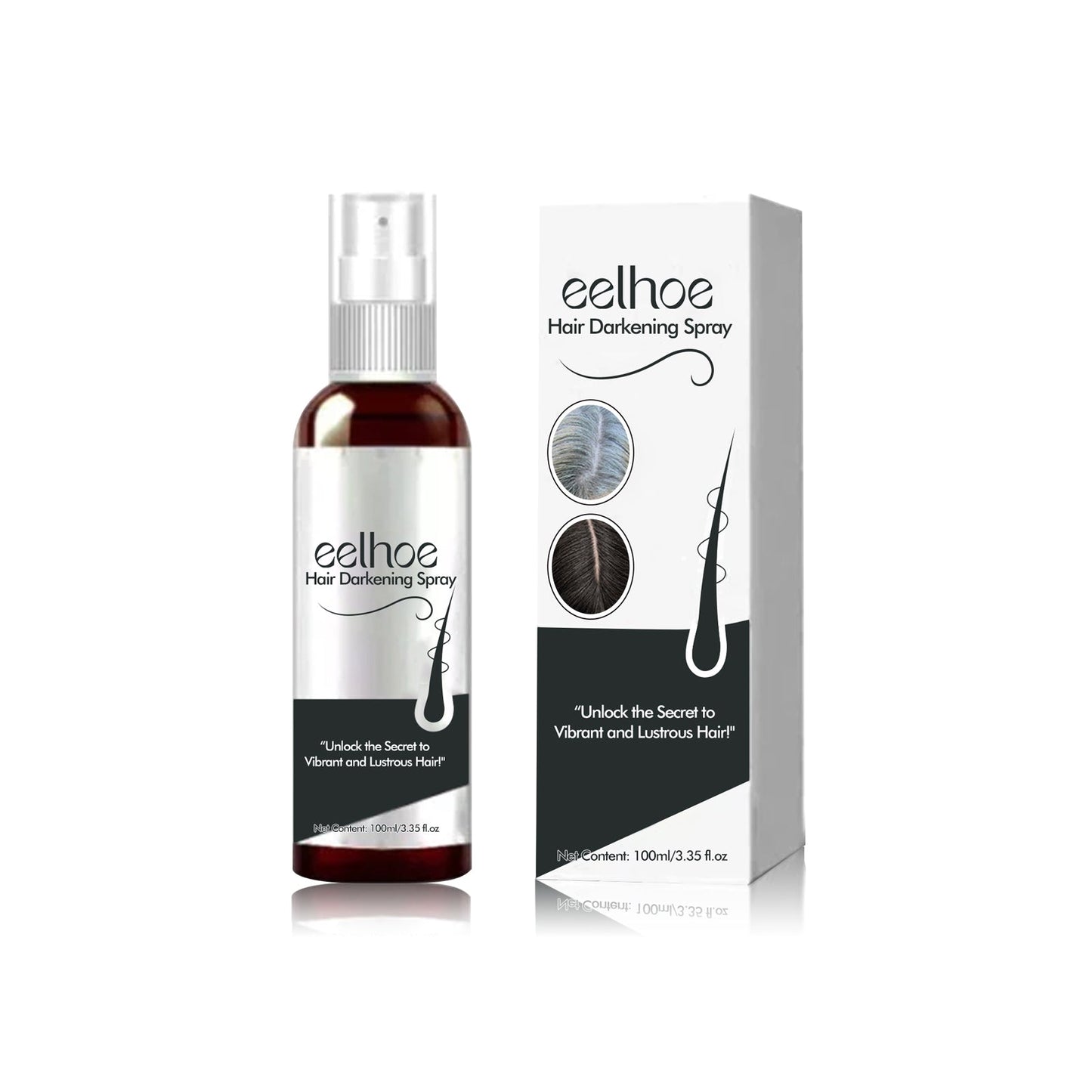 Natural Black Hair Darkening Spray for Smooth, Shiny Hair