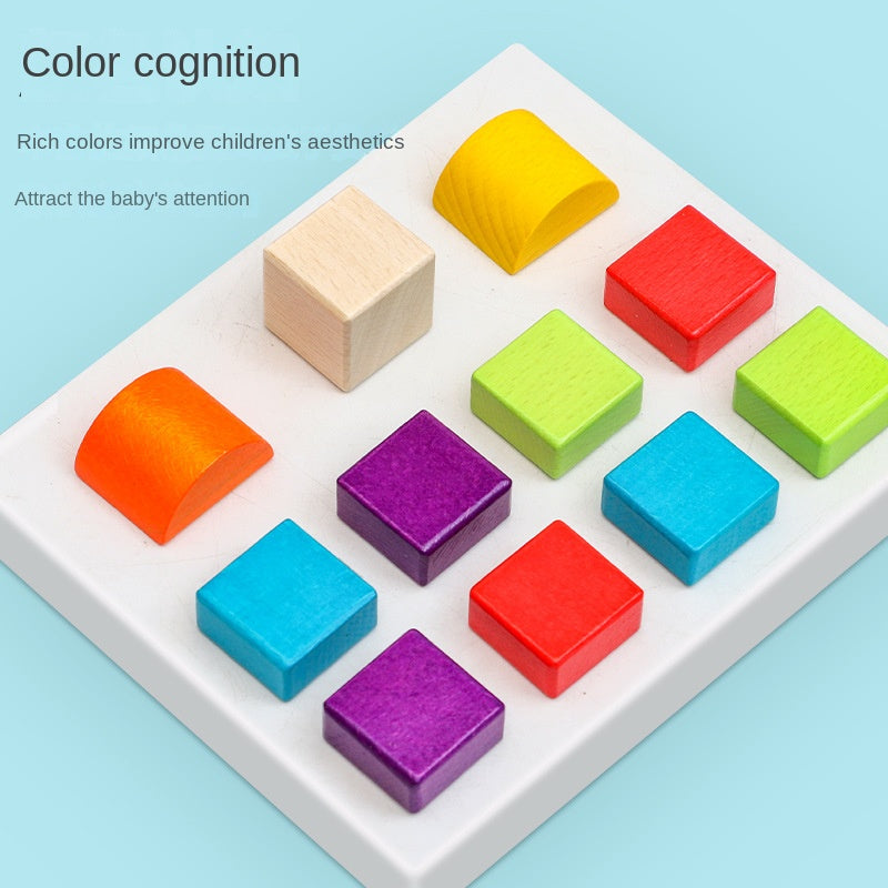 Wooden box packed building blocks, shape recognition, creativity, assembly thinking, exercise, color recognition, early education, interactive wooden toys - Korvel