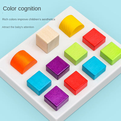 Wooden box packed building blocks, shape recognition, creativity, assembly thinking, exercise, color recognition, early education, interactive wooden toys - Korvel
