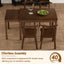 TOPMAX 65 "5-piece set with wheels and expandable dining table set 17.7" pull-out side table and small dining chair Brown - Korvel
