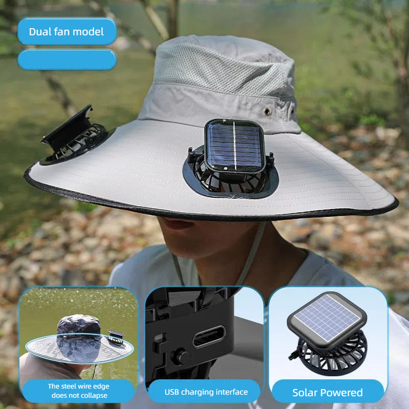 Sombrero de sol para hombres con ventilador incorporado para protección UV