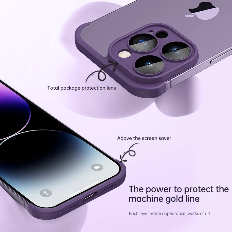 Luxury With Lens Protector Corner Pad Soft Silicone Case For iPhone 15 14 Pro Max Shockproof Phone Cover For iPhone 15 12 13 14 - Korvel