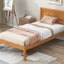 Elegant Twin Platform Bed Frame with Headboard - Oak Finish