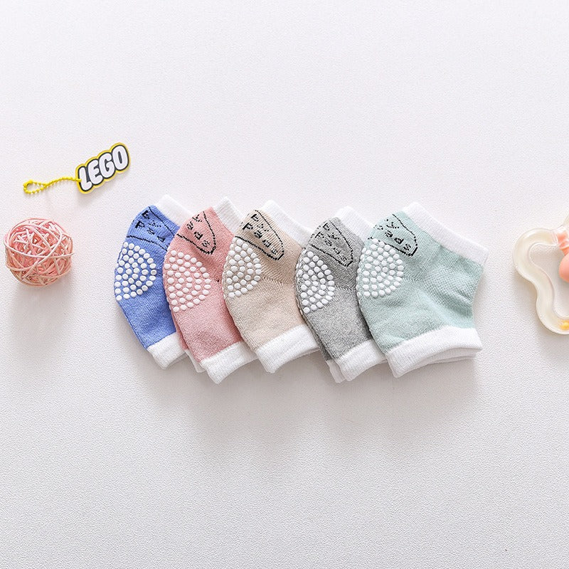 3 pairs of cotton children's knee pads, autumn glue dispensing, anti slip baby knee pads, mesh breathable exercise, baby crawlin - Korvel