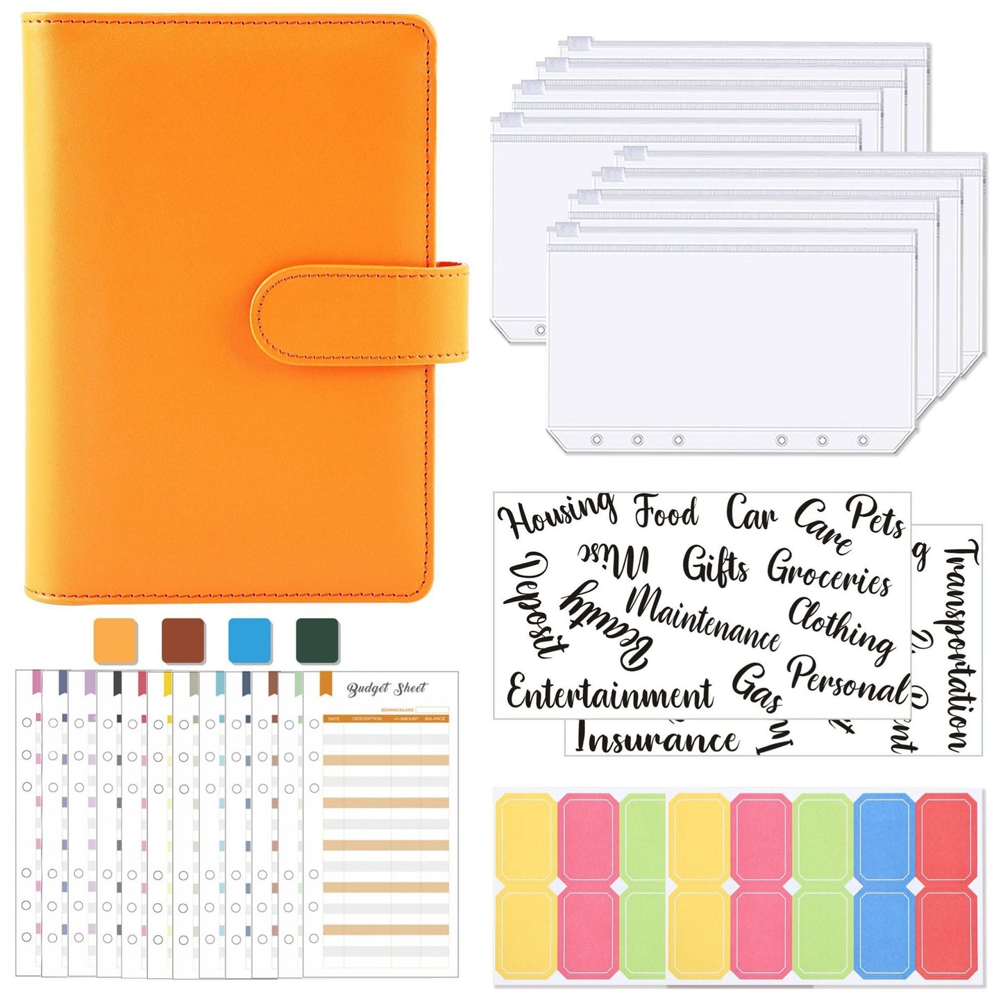 Carnet de budget à anneaux A6 - Cuir PU Macaron