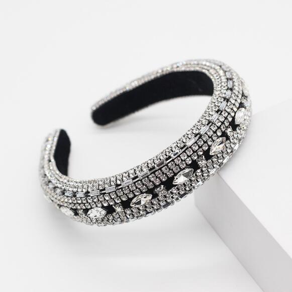 Baroque Full Crystal Hair Bands For Women Lady Luxury Shiny Padded Diamond Headband Hair Hoop Fashion Hair Accessories - Korvel