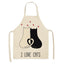 Cat Kitchen Aprons For Women Cotton Linen Bibs Household Cleaning Pinafore Home Cooking Apron kids kitchen barber - Korvel