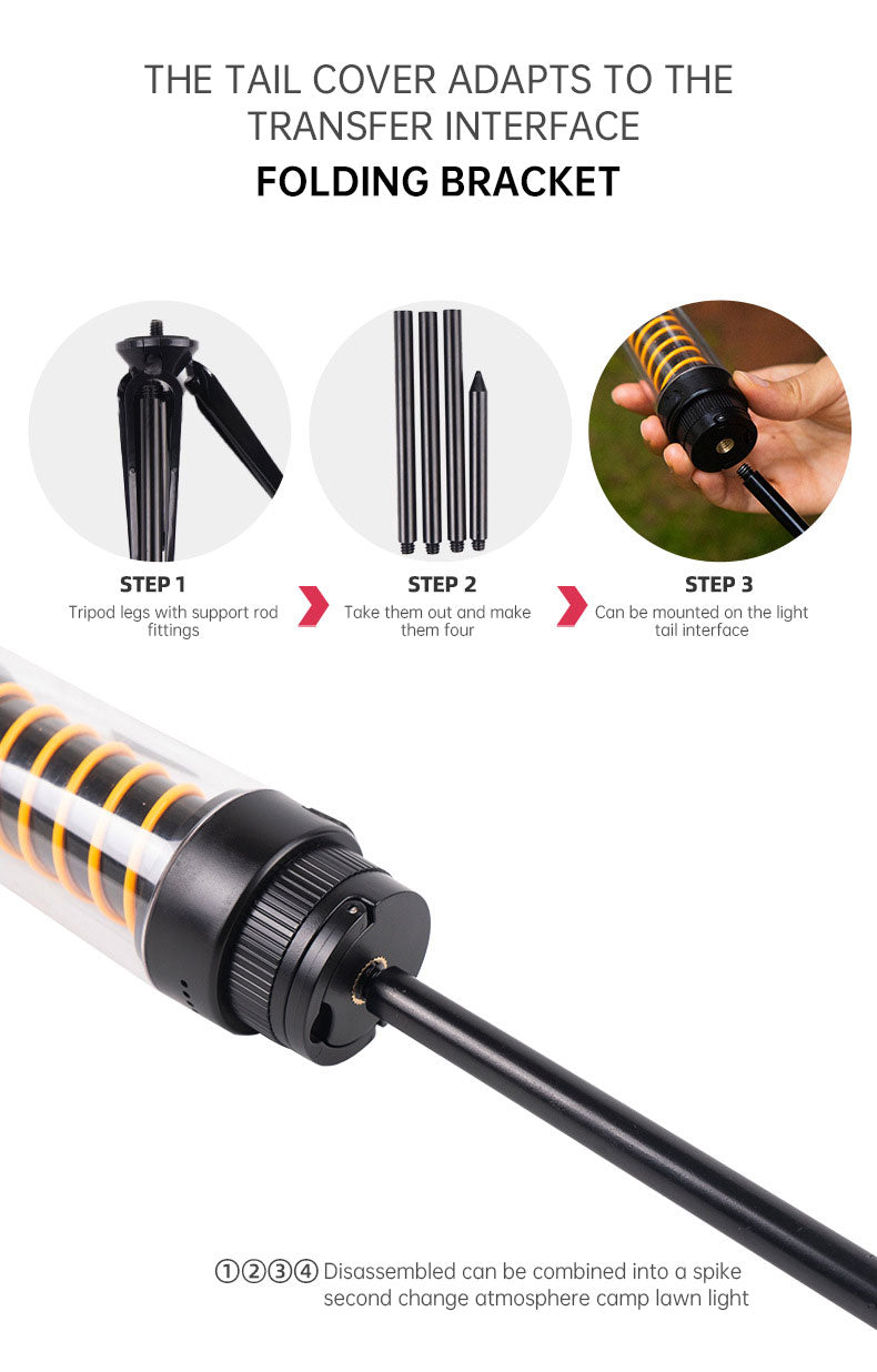 Lampe de camping portable pour extérieur avec trépied