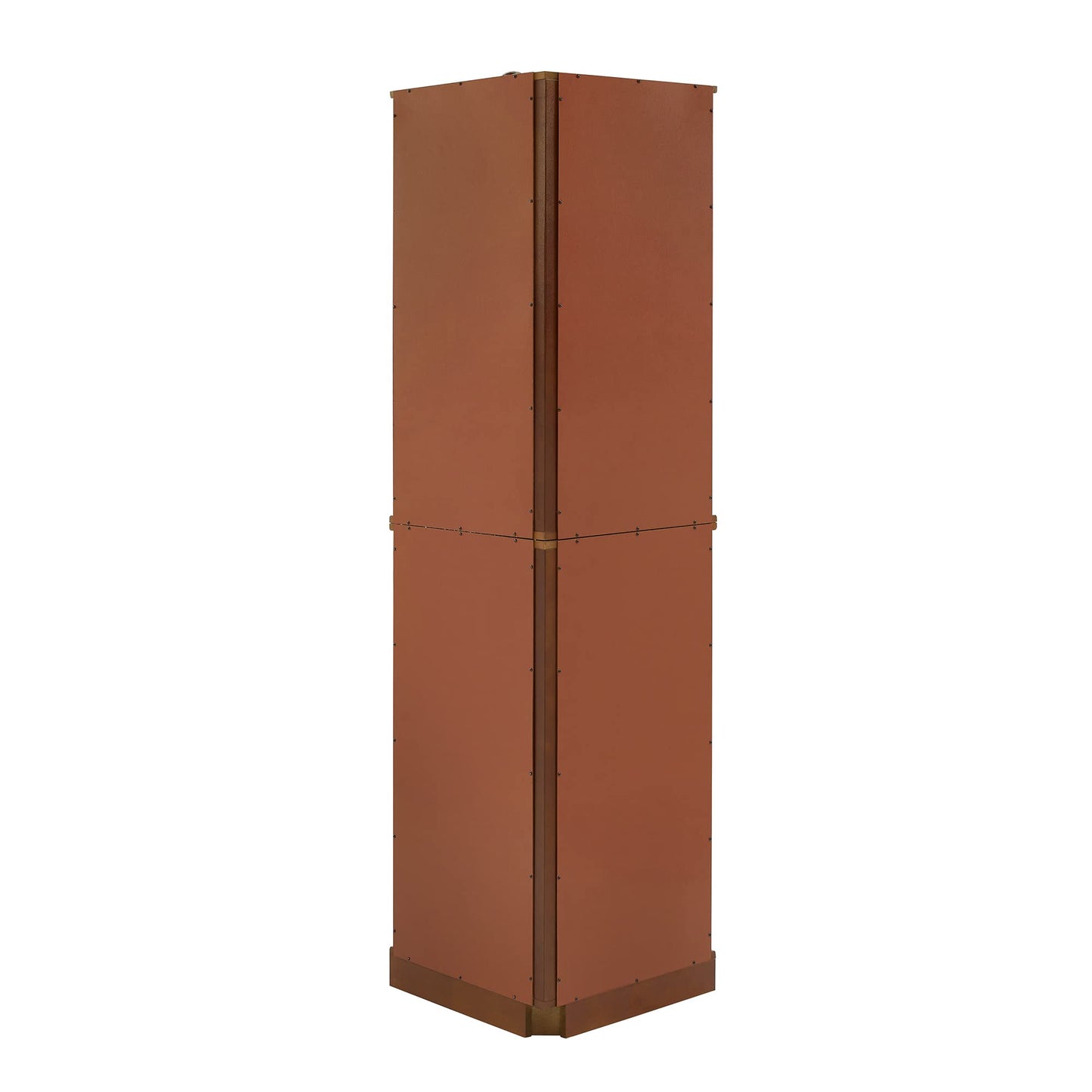 6 shelves corner Curio display cabinet with light mirror and adjustable shelves, walnut wood (excluding E26 light bulbs) - Korvel