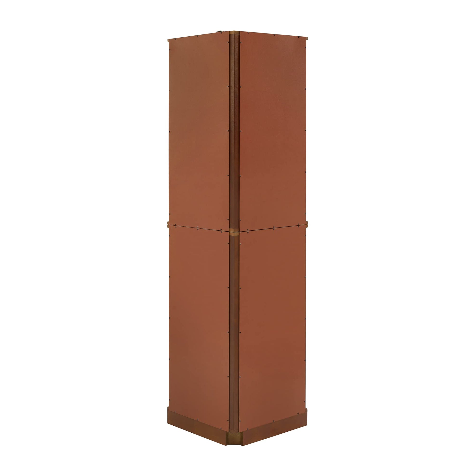 6 shelves corner Curio display cabinet with light mirror and adjustable shelves, walnut wood (excluding E26 light bulbs) - Korvel