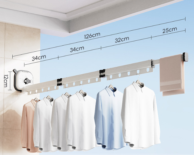 Multifunctional Retractable Fold Away Clothes Drying Hanger Space-Saving Bathrooms Usage - Korvel