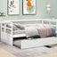 win Size Daybed with Trundle and Foldable Shelves on Both Sides White - Korvel