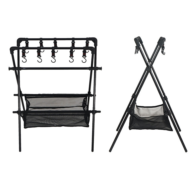 Outdoor camping folding shelf camping car drying rack drying net drying rack storage rack - Korvel