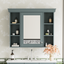 35 ''x 28' 'blue wall mounted bathroom storage cabinet with mirror door and medication cabinet with 6 open shelves - Korvel