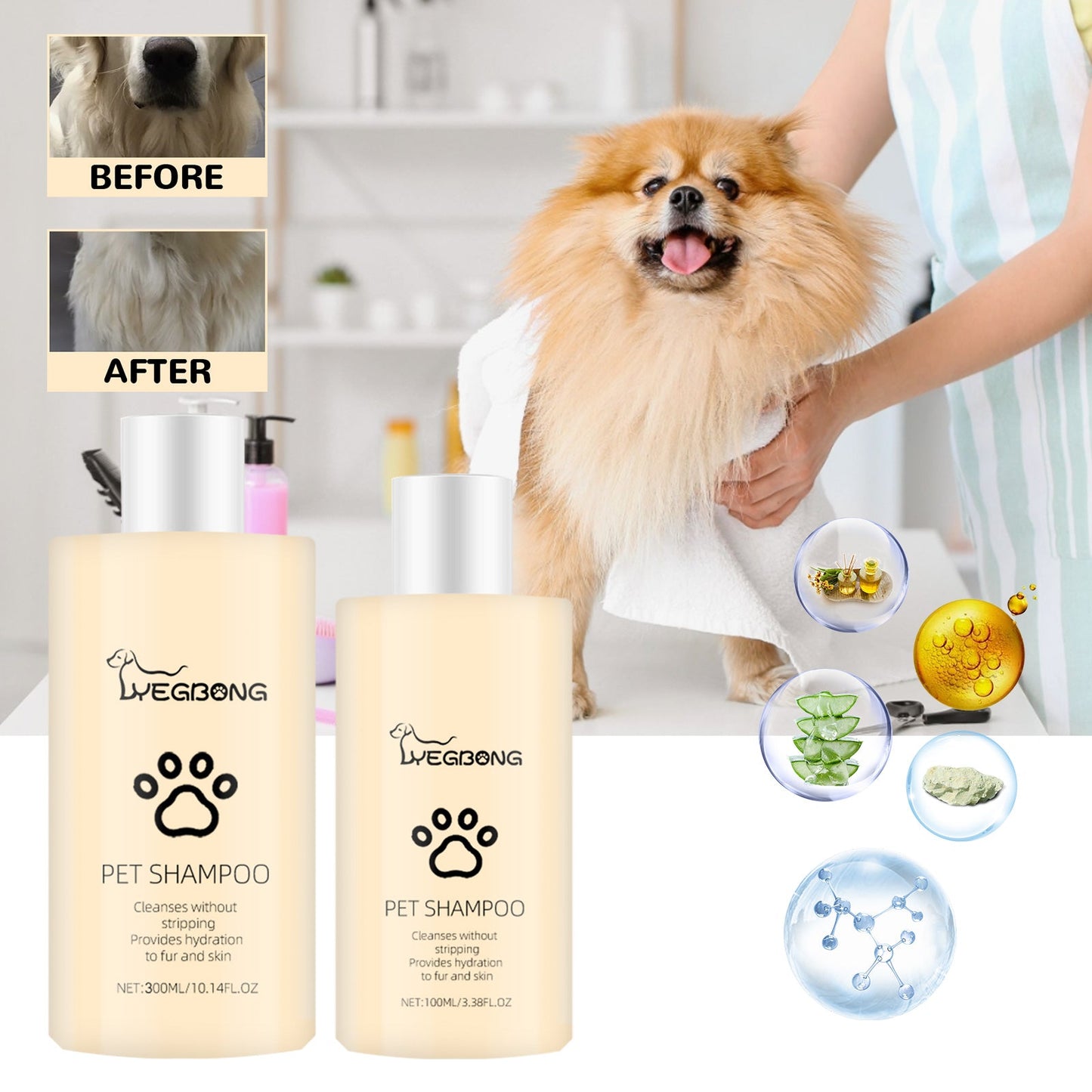 Pet Shampoo, Gentle Cleansing Of Pet Cat And Dog Hair With Smooth Unknotted Shampoo - Korvel