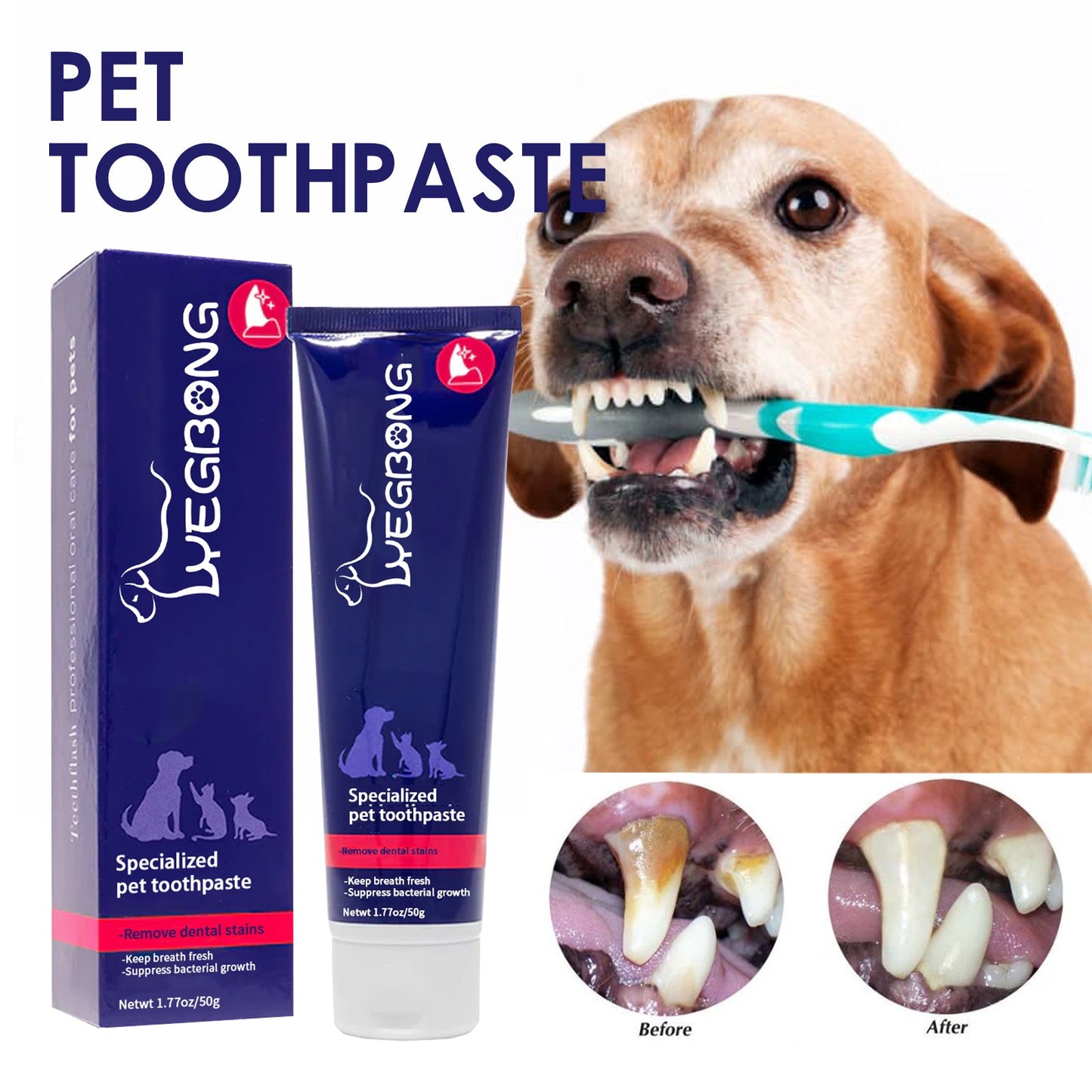 Pet Mouth Cleaning Cream, Cats And Dogs Clean Bad Breath Tartar Stains White Teeth Cream - Korvel